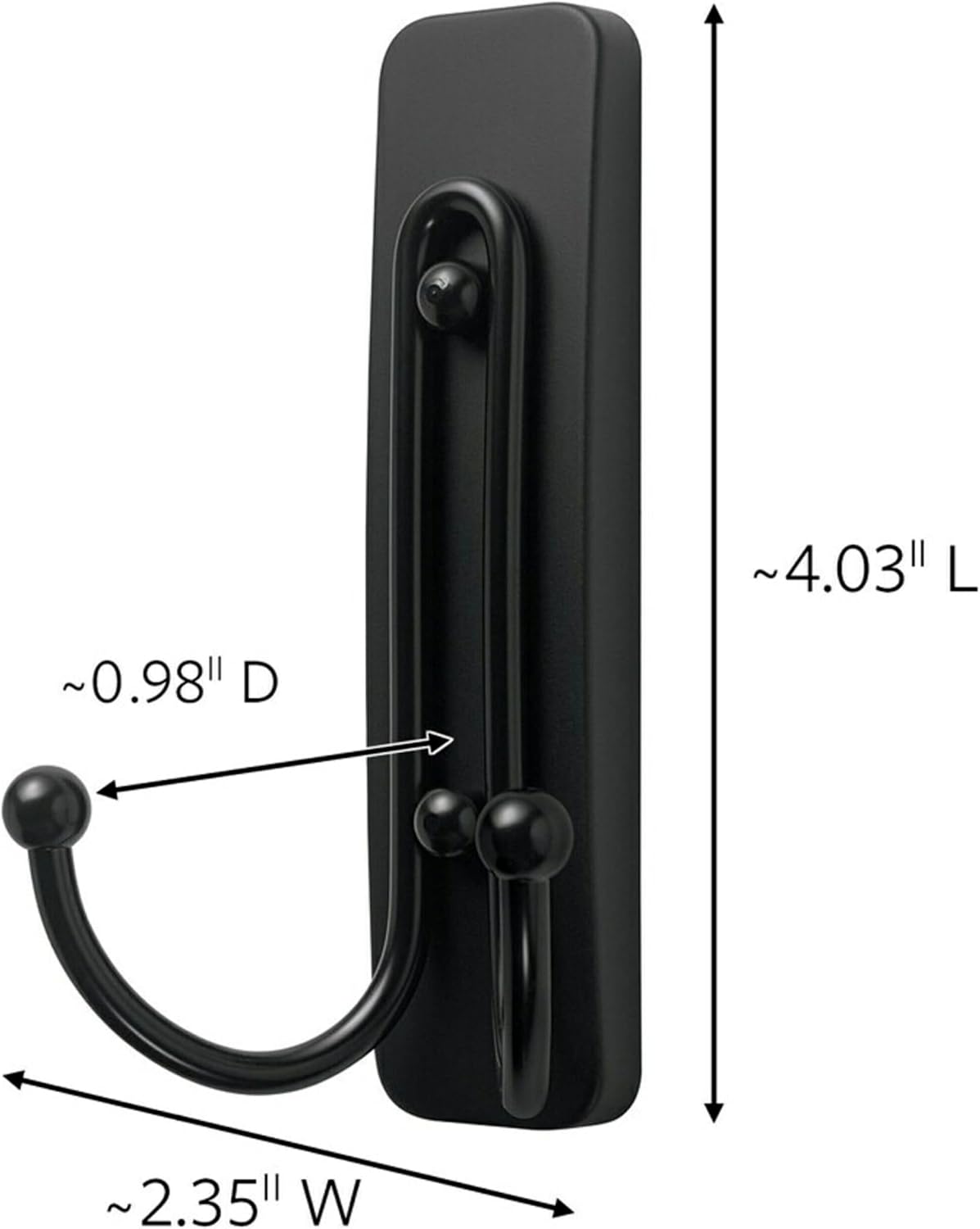 Command Large Matte Black Double Hooks. 2 Hooks and 2 Strips. Damage Free Hanging Wall Hooks with Adhesive Strips. No Tools Coat Hooks for Hanging Home Decor. Holds up to 4 lb - Image 2
