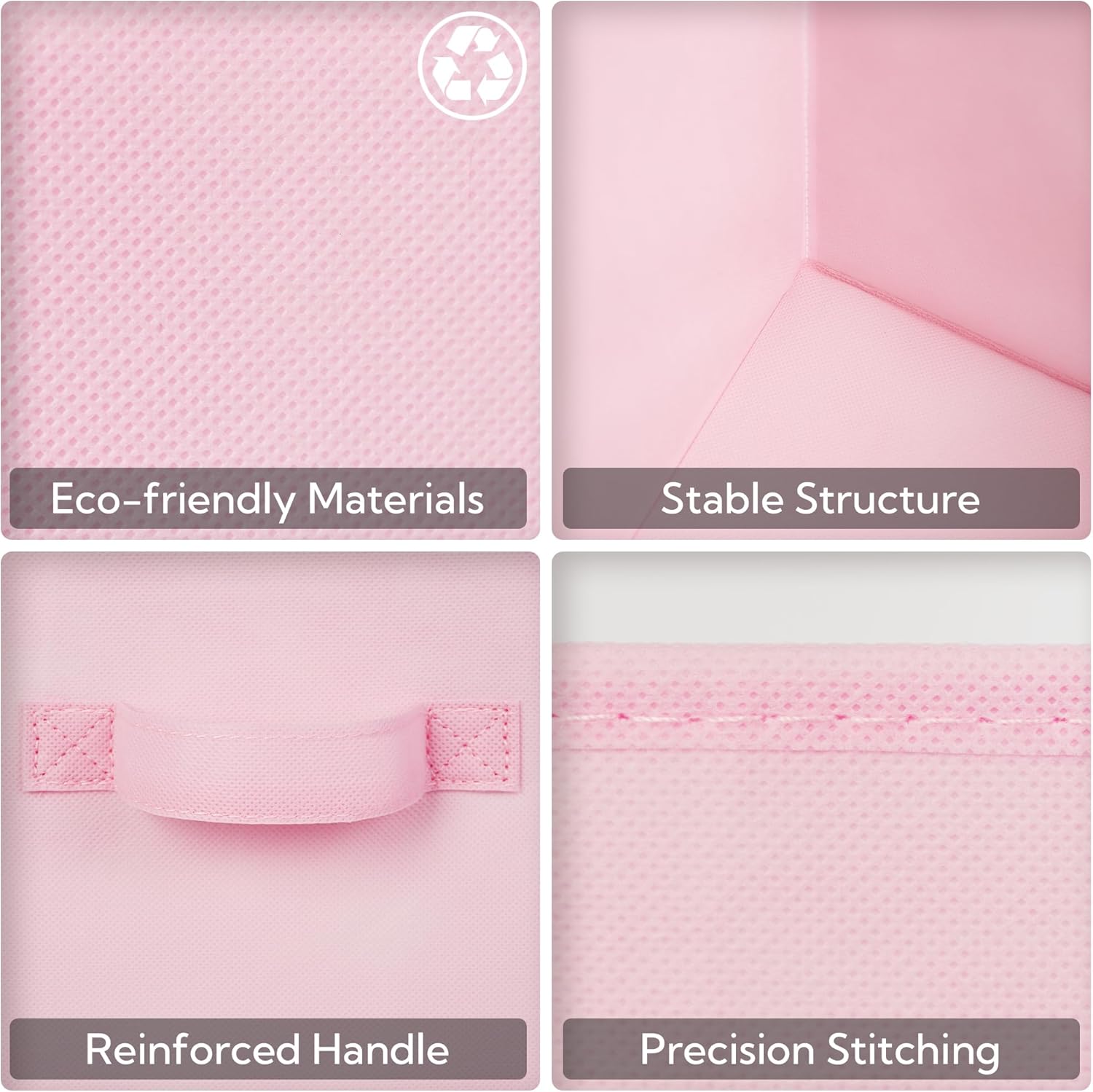 GRANNY SAYS Cube Storage Bins. 11 Inch 6 Pack Storage Cube Organizer. Foldable Fabric Storage Boxes with Handle. Decorative Clothing Storage Baskets for Shelves. Closet. Pink - Image 5