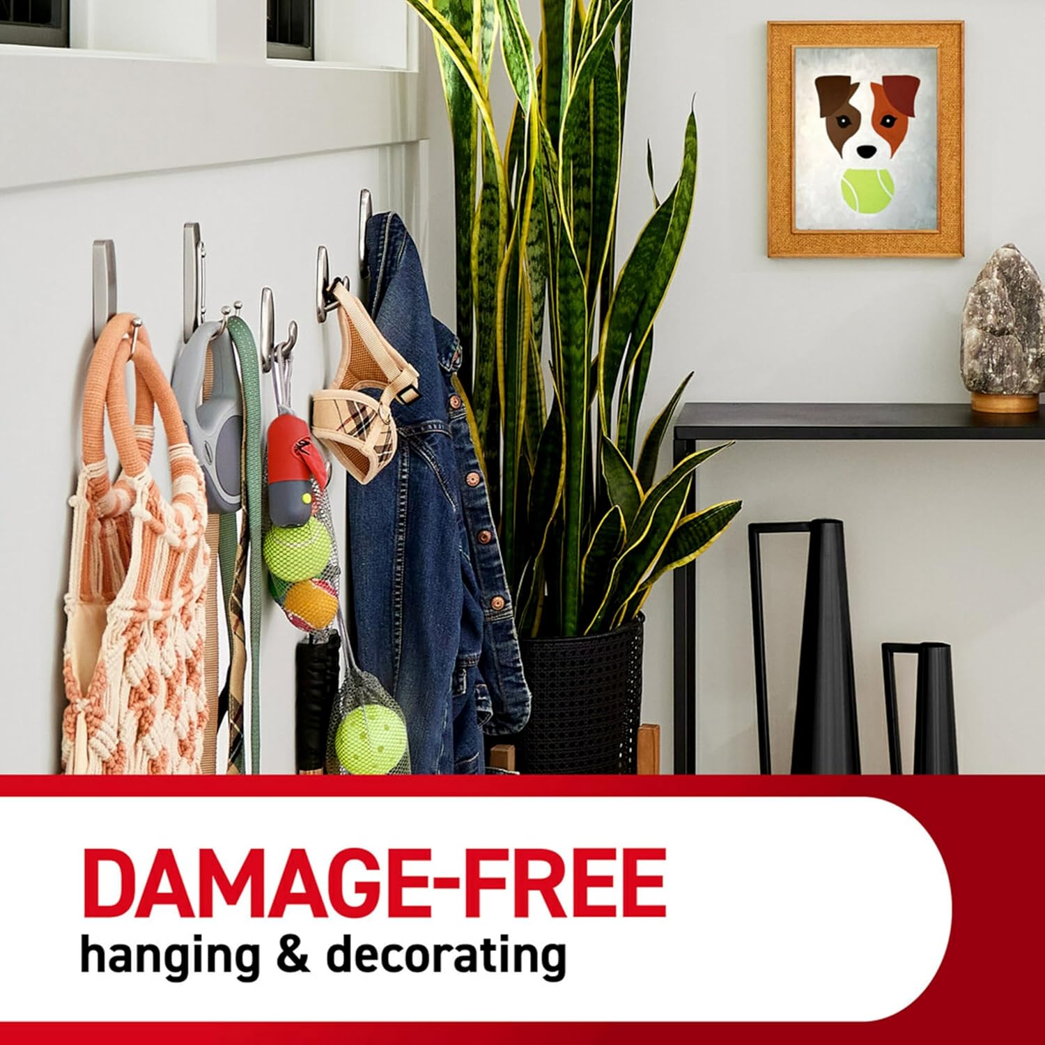 Command Large Matte Black Double Hooks. 2 Hooks and 2 Strips. Damage Free Hanging Wall Hooks with Adhesive Strips. No Tools Coat Hooks for Hanging Home Decor. Holds up to 4 lb - Image 7