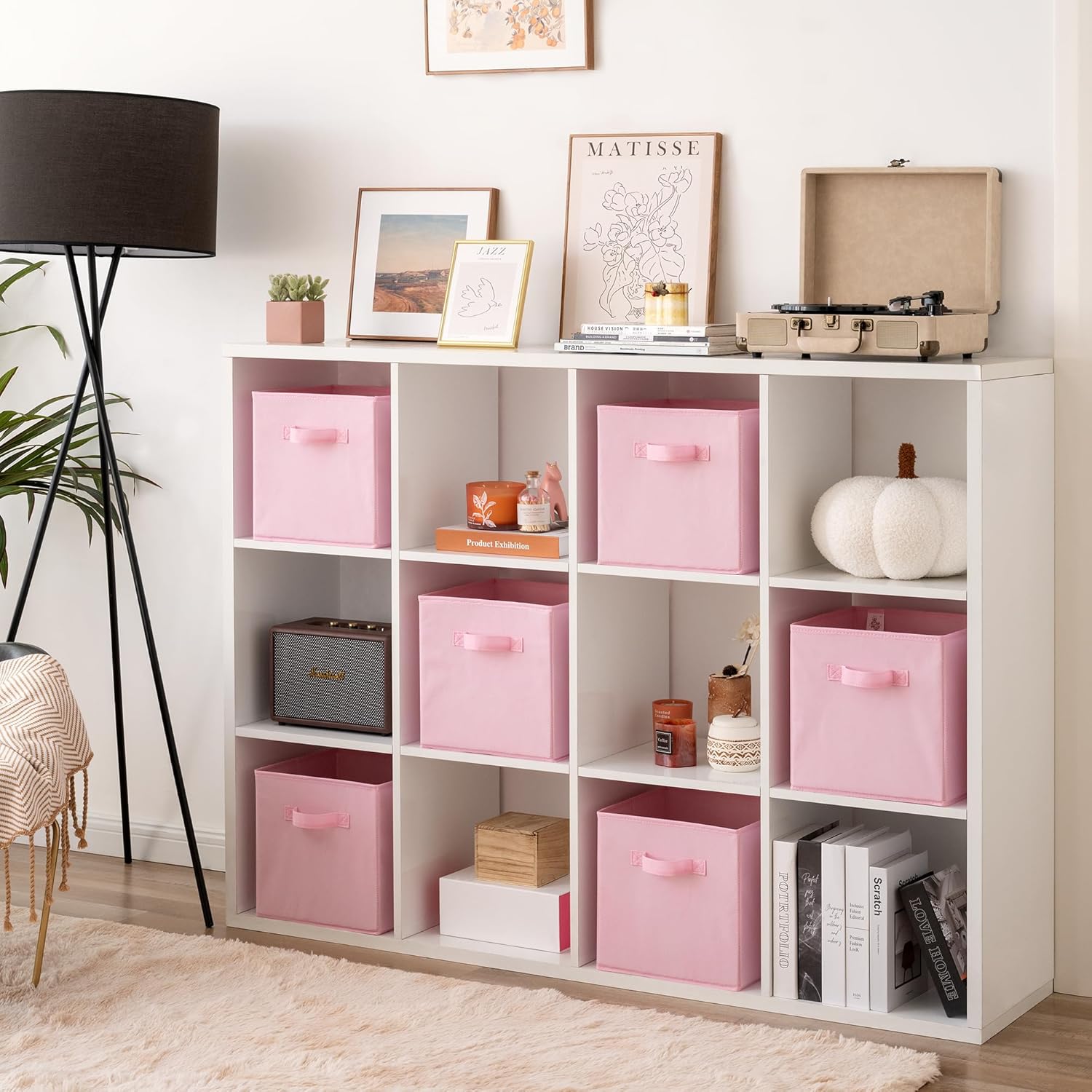 GRANNY SAYS Cube Storage Bins. 11 Inch 6 Pack Storage Cube Organizer. Foldable Fabric Storage Boxes with Handle. Decorative Clothing Storage Baskets for Shelves. Closet. Pink - Image 4
