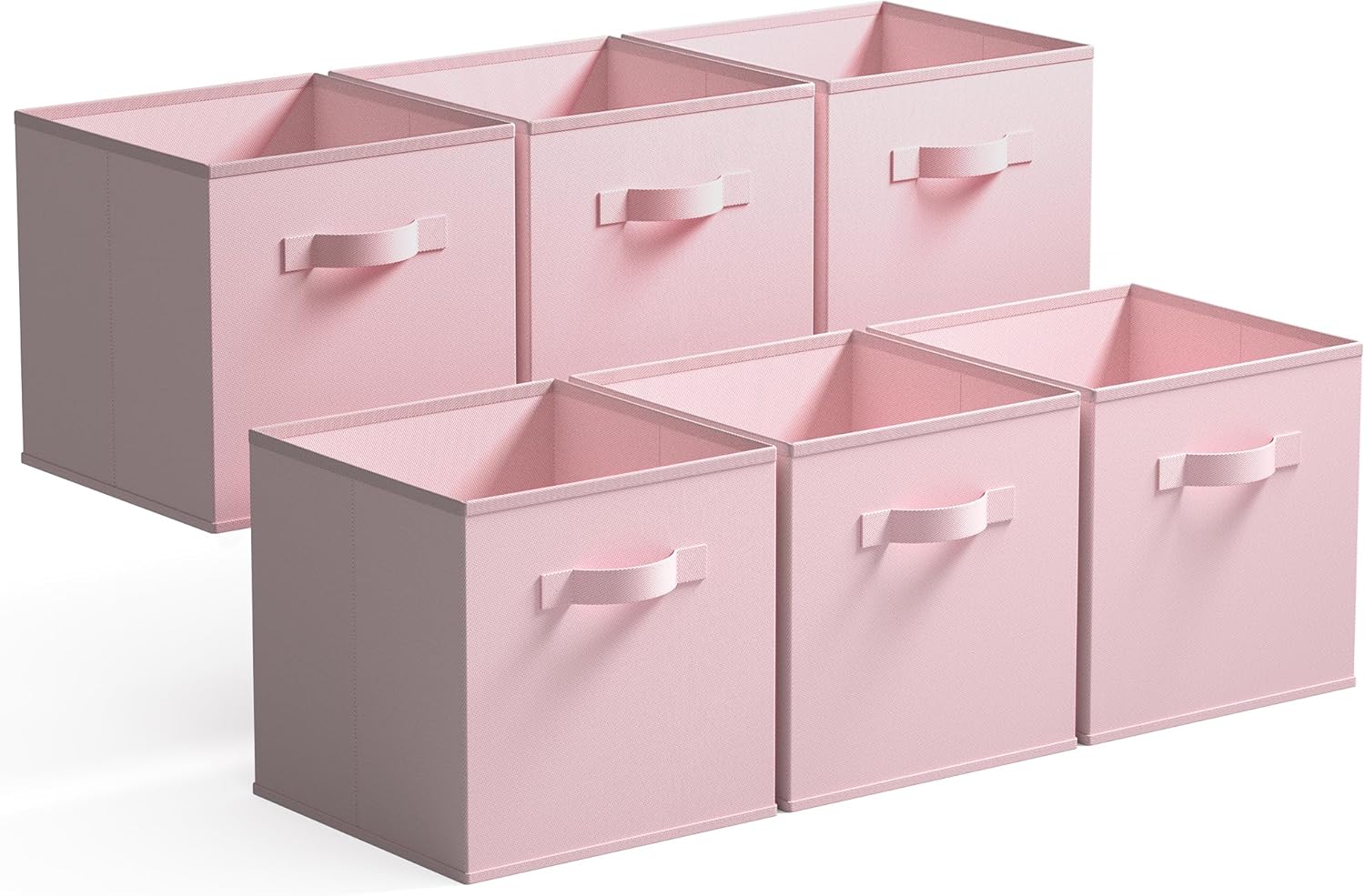 GRANNY SAYS Cube Storage Bins. 11 Inch 6 Pack Storage Cube Organizer. Foldable Fabric Storage Boxes with Handle. Decorative Clothing Storage Baskets for Shelves. Closet. Pink