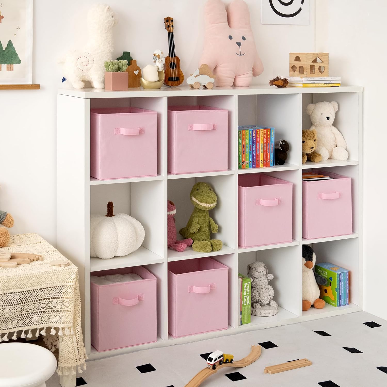 GRANNY SAYS Cube Storage Bins. 11 Inch 6 Pack Storage Cube Organizer. Foldable Fabric Storage Boxes with Handle. Decorative Clothing Storage Baskets for Shelves. Closet. Pink - Image 2