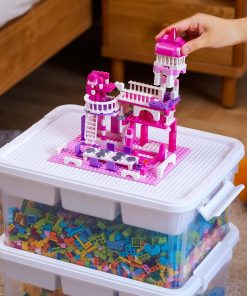 Citylife 17 QT Plastic Storage Box with Building Baseplate Lid and Removable Tray Craft Organizers and Storage Clear Storage Container for Organizing Bead. Tool. Sewing